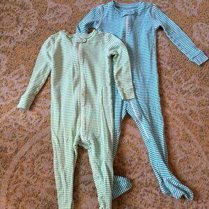 Primary Organic Zip Footie Stripe Set